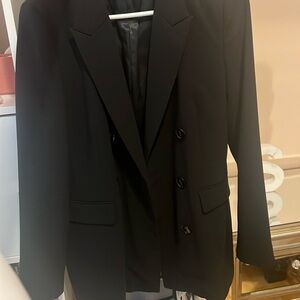 SIMONS Contemporaine little oversized pitch black blazer (appears lighter)